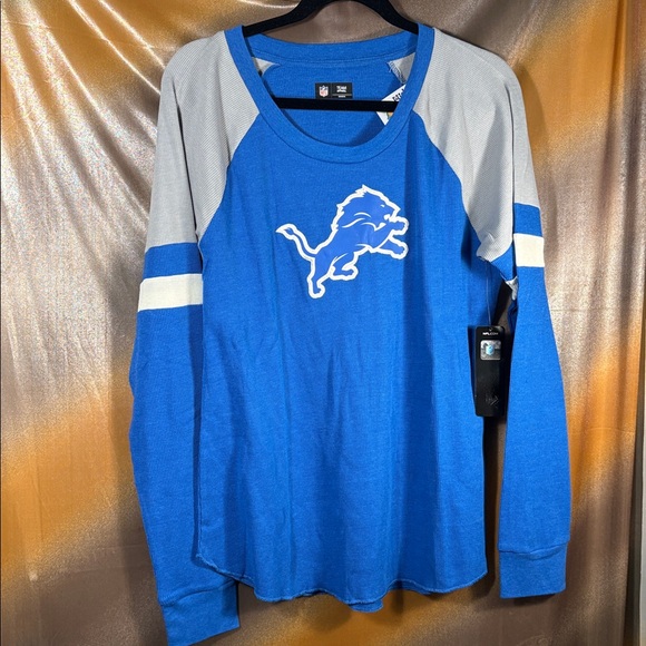 NFL Tops - NFL Blue Team Apparel Women's Shirt waffle weave Detroit lions XL ii